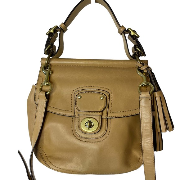 Coach Handbags - Coach Willis Crossbody Bag 22382 Sand Tan Leather Turnlock Designer Tassle MED